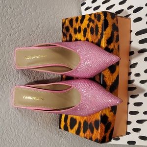 Pink pointy toe embellished heels size 6.5